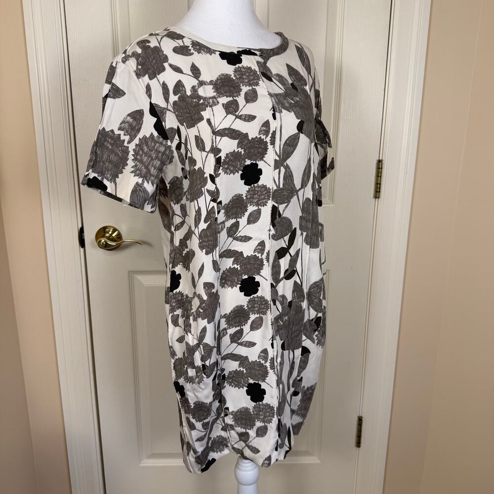 Diane Von Furstenberg Brenda Cocoon Dress Floral Pockets Black Cream Size 6 EUC - Picture 5 of 10